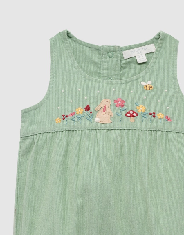 Purebaby - Embroidered Corduroy Romper -Kids-Babies