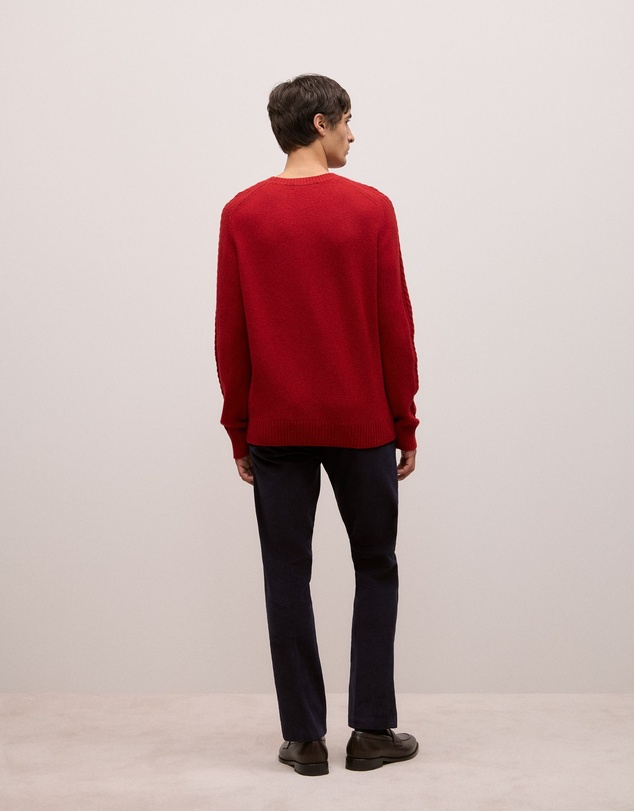 Trenery - Merino Cable Detail Crew in Spice Red
