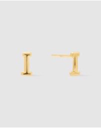Wanderlust + Co - Alphabet Bubble Gold Stud Earrings - Letter I
