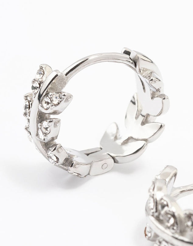 Lovisa - Surgical Steel Diamante Leaf Huggie Earrings