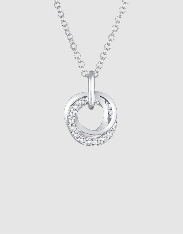 Elli Jewelry - Necklace Zirconia Circle 925 Sterling Silver