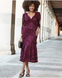 Sosandar - Lace Twist Front Midi Dress
