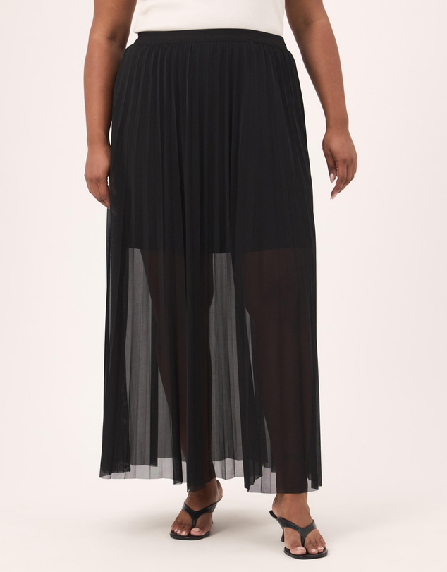 Atmos&Here Curvy - Bella Pleated Mesh Maxi Skirt