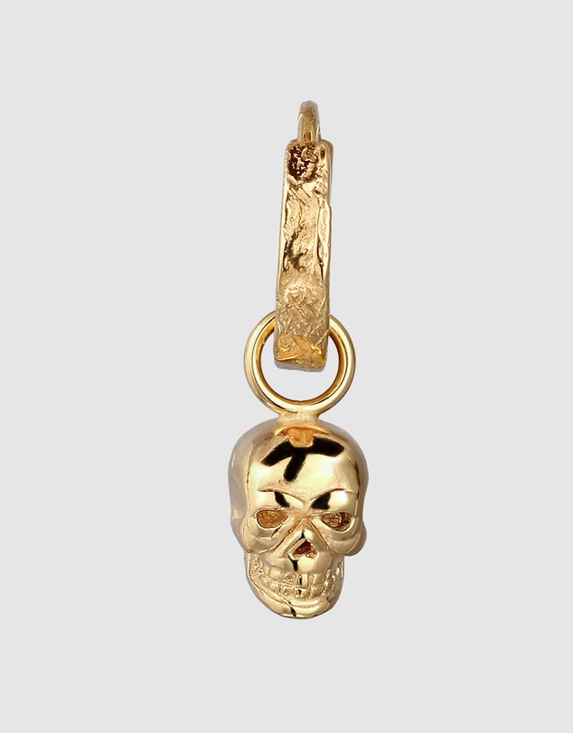 Kuzzoi - ICONIC EXCLUSIVE - Single Hoop Earring with Skull in Gold-Plated 925 Sterling Silver