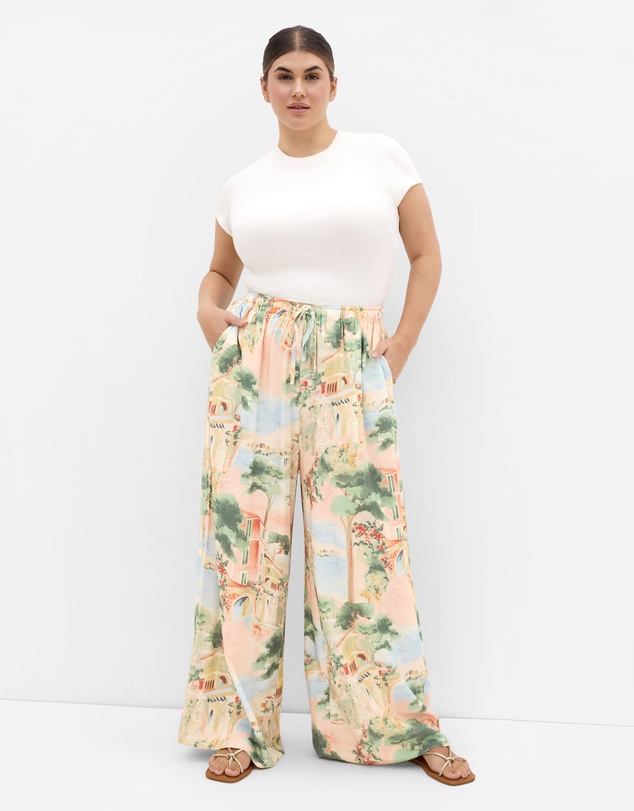 City Chic - Halle Sardinia Print Wide Leg Pant