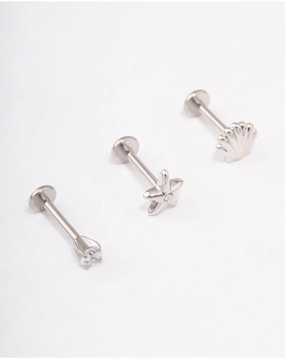 Lovisa - Surgical Steel Sea Shell Flat Back 3-Pack