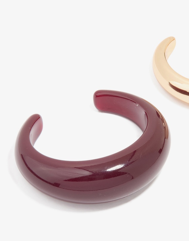 Lovisa - Gold & Dark Red Acrylic Bubble Wrist Cuffs 2-Pack
