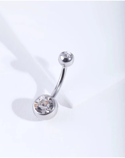 Lovisa - Silver Double Diamante Belly Bar