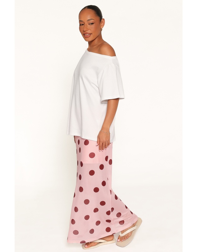 Petal & Pup - Milani Mesh Column Skirt - Pink Polka Dot