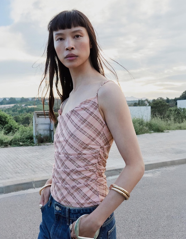 M.N.G - Draped Checkered Top