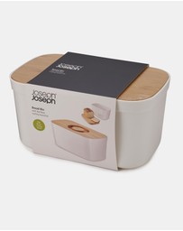 Joseph Joseph - Bread Bin with Bamboo Cutting Board Lid - White