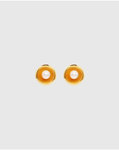 Najo - Capri Yellow Gold and Pearl Earrings