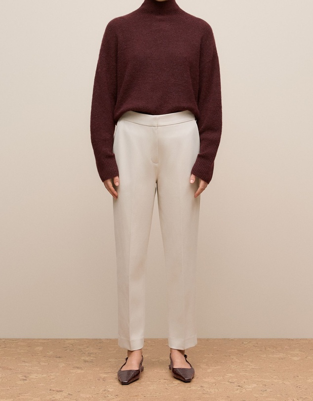 Trenery - Ponte Tailored Slim Pant in Stone