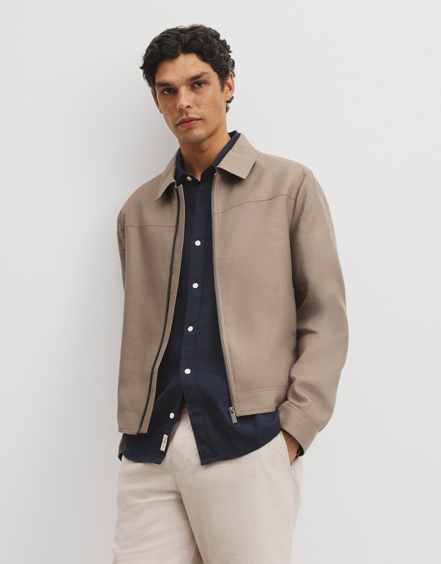 Country Road - Cotton Linen Blend Zip Through Jacket