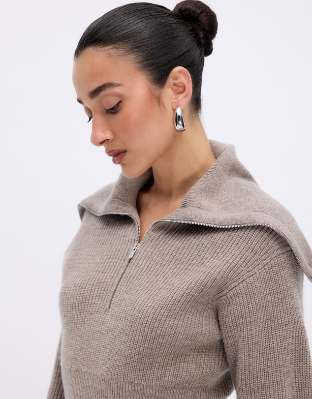 Minima Esenciales - Cyro Merino Wool Cashmere Blend Zip Knit Jumper