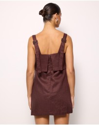 AERE - Nora Buckle Detail Linen Mini Dress