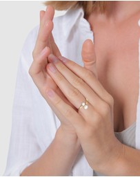 Elli Jewelry - Ring Wrap Open Classic with Freshwater Pearls in 925 Sterling Silver Gold Plated