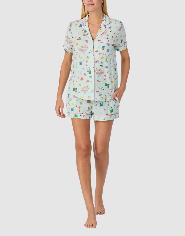 Kate Spade - Printed Modal Button Up Short Sleeve Short Pyjama Set