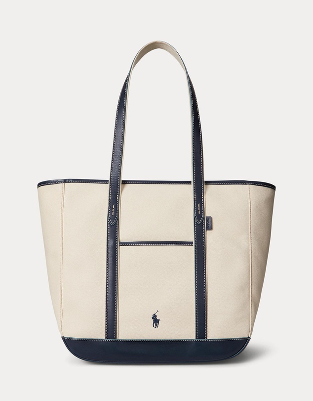 Polo Ralph Lauren - Leather-Trim Canvas Medium Shopper Tote - The ICONIC Exclusive