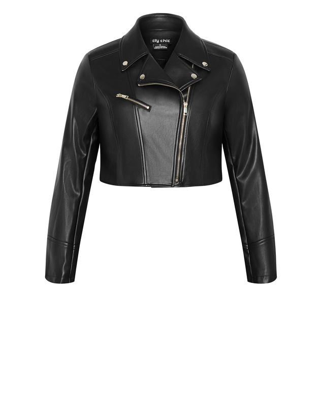 City Chic - Plus size Amira Faux Leather Jacket - black