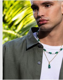 Nialaya Jewellery - Pearl Choker With Green Aventurine and Malachite