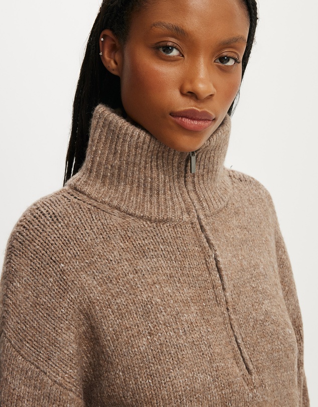 Cotton On - Luxe Funnel Zip Pullover
