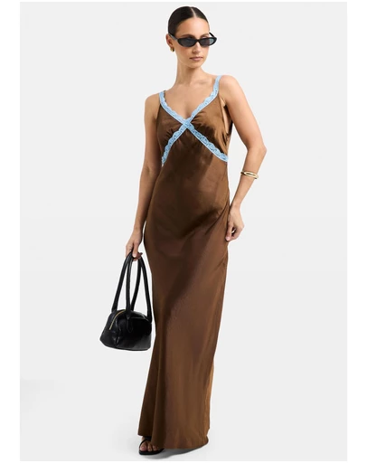 Alice In The Eve - Catie Satin Lace Maxi Dress