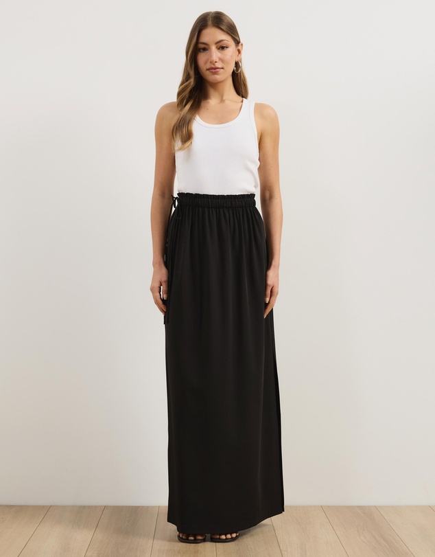 Atmos&Here - Rhea Drapey Maxi Skirt with Tie Detail at Waist