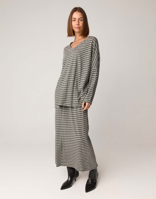 Primness - Stripe Loose V Top