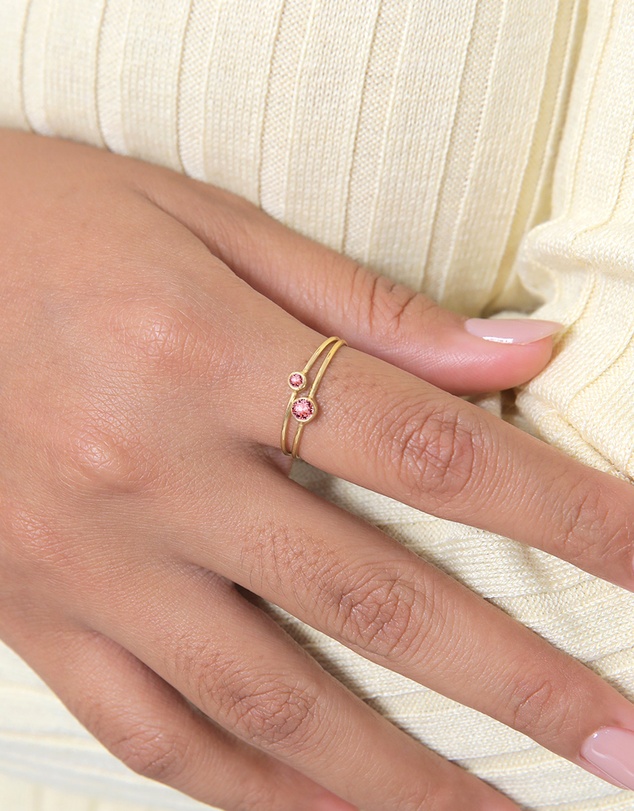 Elli Jewelry - Crystal Ring Set in Gold-Plated 925 Silver