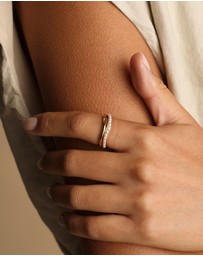Astrid & Miyu - Molten Illusion 18ct Gold Plated Pearl Ring