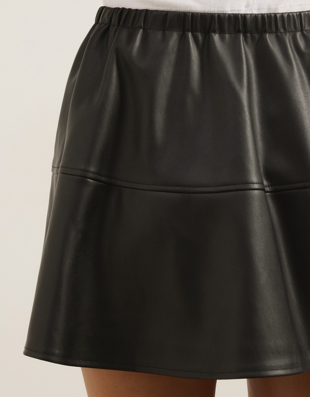 Atmos&Here - Ruby Flare Mini Skirt In Faux Leather