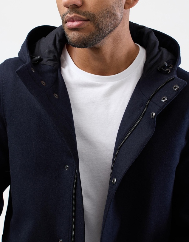 Brooksfield - Hooded Wool Blend Overcoat