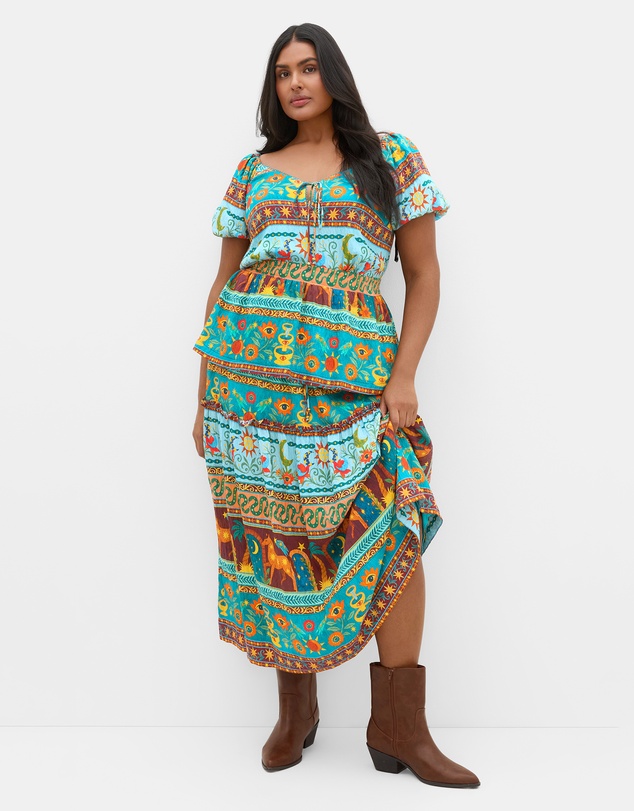 City Chic - Amaria Print Tie Front Top