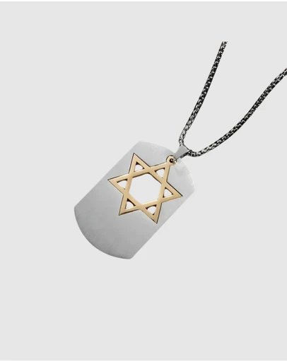 Chuchka - Mens Magen David Dog Tag - Gold