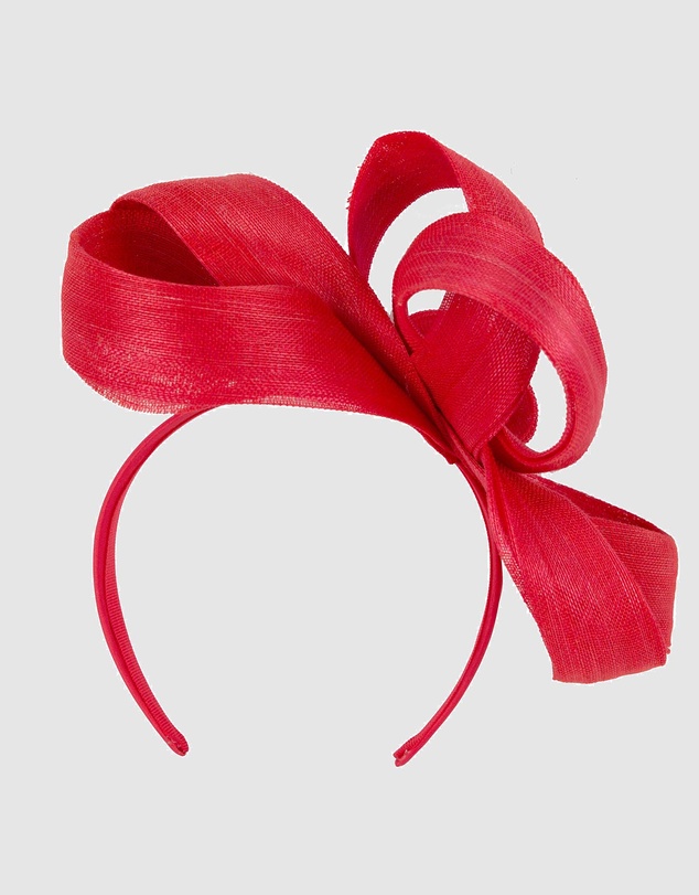 Fillies Collection - Red Abaca Loops Racing Fascinator