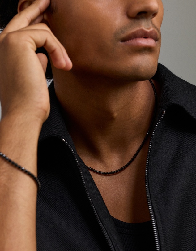 Michael Hill - Black Spinel Tennis Necklace in Sterling Silver