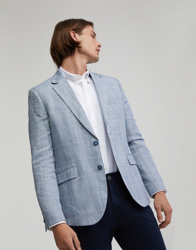 Oxford - Blake Linen Blend Check Blazer