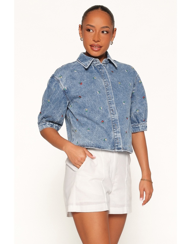 Petal & Pup - Nerys Embroidered Shirt - Medium Wash