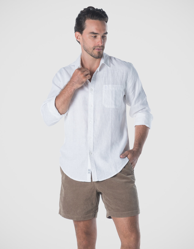 Coast Clothing - Long Sleeve Linen Shirt: White