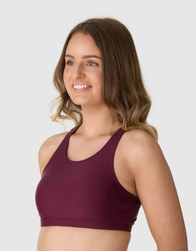 Modest Mermaid - Burgundy Dusk Bikini crop top