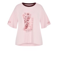 City Chic - Plus size Rodeo Oversized Cotton Tee - rose