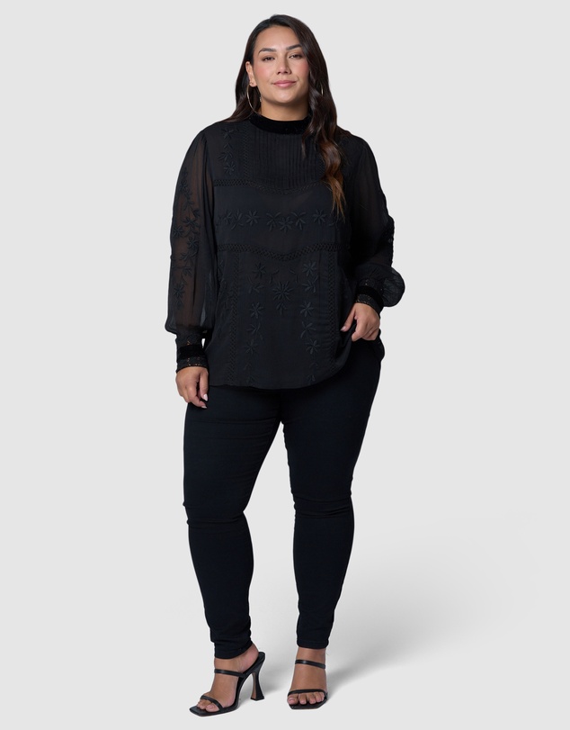Sunday In The City - Nightfall Embroidered Blouse