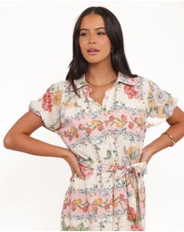 Petal & Pup - James Button Through Maxi Dress - Rose Tile