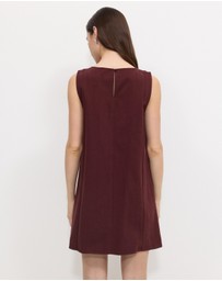Calli - Ruby Cotton Twill Shift Dress