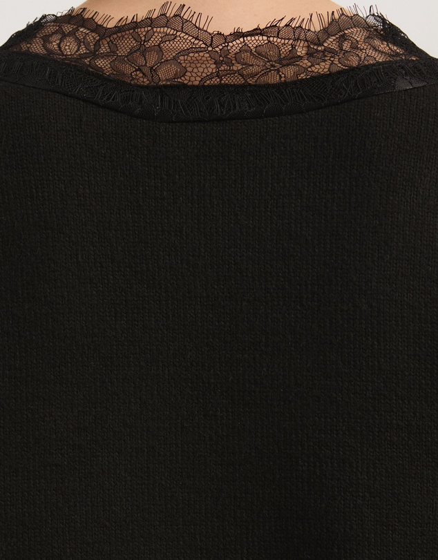 Atmos&Here Curvy - Teo V Neck Knit Jumper With Lace Trim