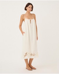 Peony - Embroidered Midi Dress