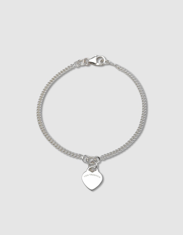 Von Treskow - Curb bracelet with VT flat heart