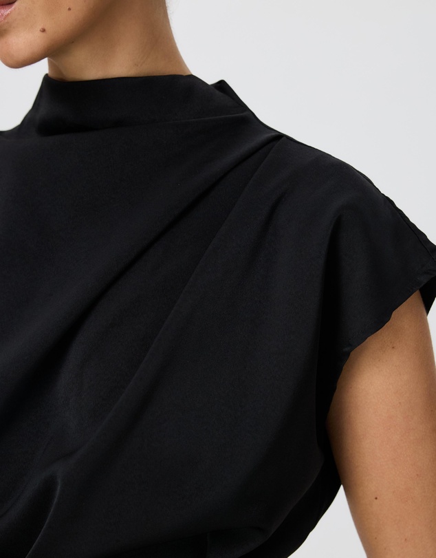 Tussah - Violet Drape Tie Detail Satin Top