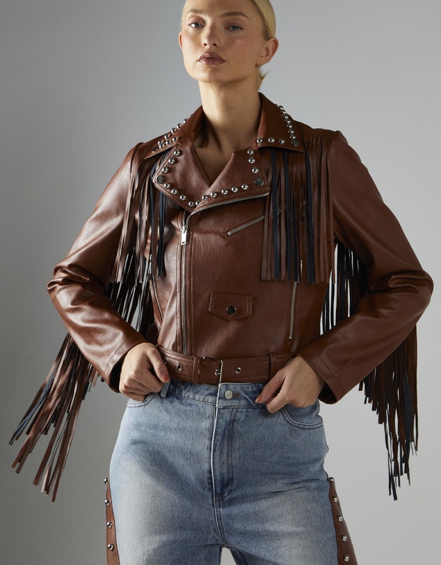 Glamorous - PU Fringe Jacket